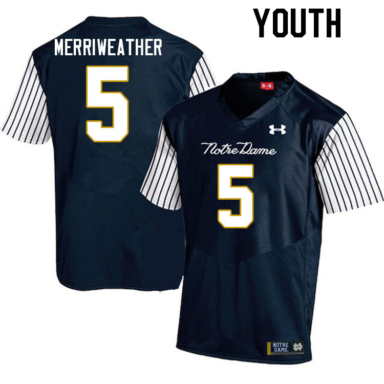 Youth #5 Tobias Merriweather Notre Dame Fighting Irish College Football Jerseys Stitched-Alternate - Click Image to Close